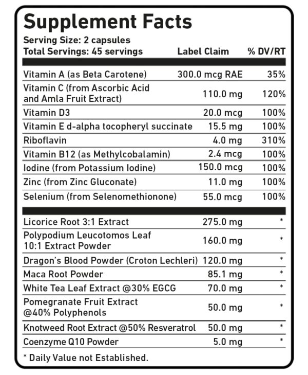 Etiqueta frontal de cápsulas Kallistia para manchas de piel y protección