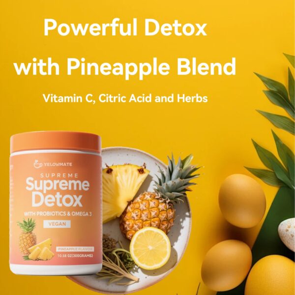 YELOWMATE Supreme Detox envase polvo natural de fibra sabor piña