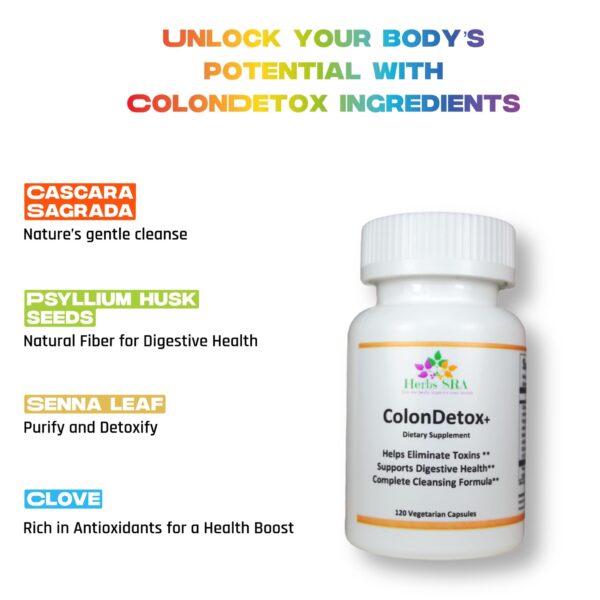 Suplemento natural para detox intestinal con 120 cápsulas vegetarianas