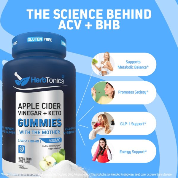 Gomitas veganas Herbtonics con vinagre crudo sidra manzana paquete 60