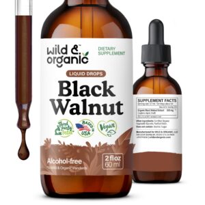 Botella tintura nogal negro orgánico 2 fl oz Wild & Organic