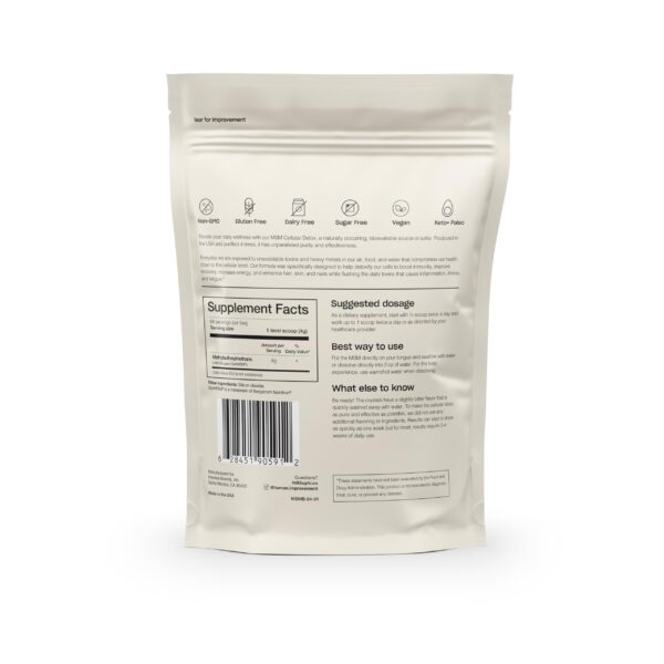 MSM azufre orgánico sin lácteos hecho en EE.UU.