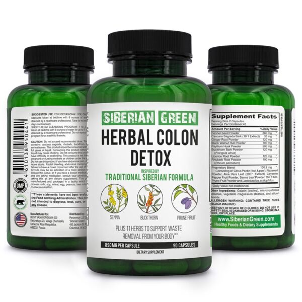 Siberian Green Herbal detox colon 90 cápsulas envase frontal