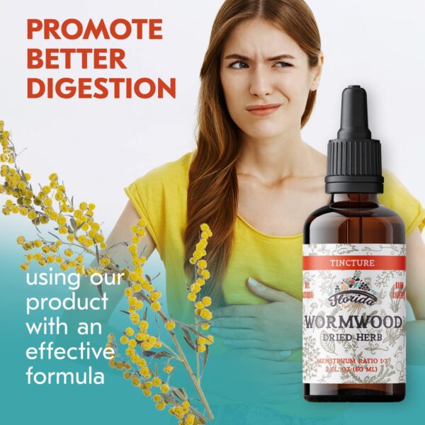 Botella líquida de tintura natural de artemisa orgánica