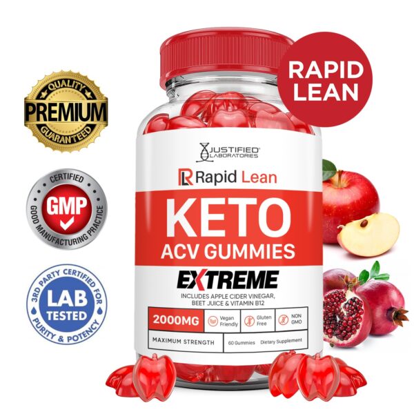 Botella de Rapid Lean Keto ACV Gomitas vista lateral
