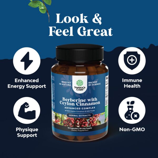 Cápsulas naturales de berberina con extractos herbales