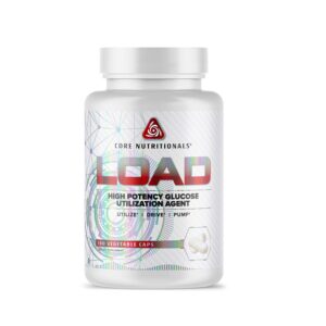 Frasco de cápsulas Core Nutritionals Load Platinum para glucosa