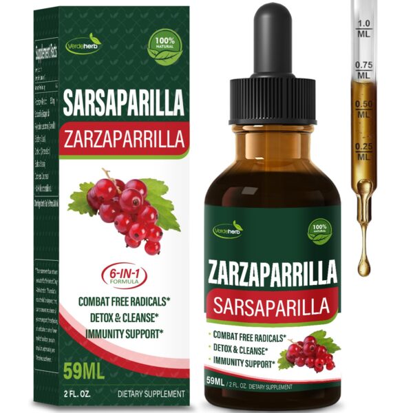 Gotas de zarzaparrilla Verdeherb detox y apoyo inmunológico 2 oz