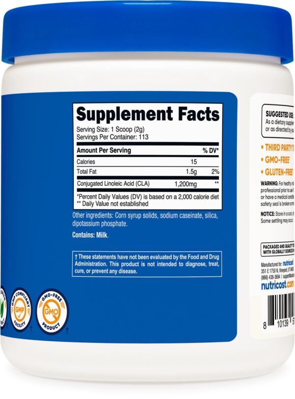 Suplemento CLA Nutricost probado en instalaciones GMP