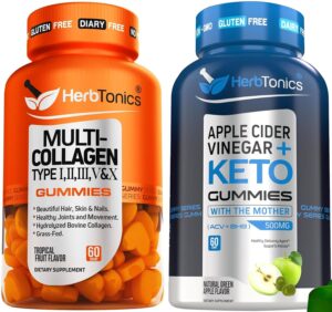 Gomitas Herbtonics multi colágeno con biotina sabor tropical