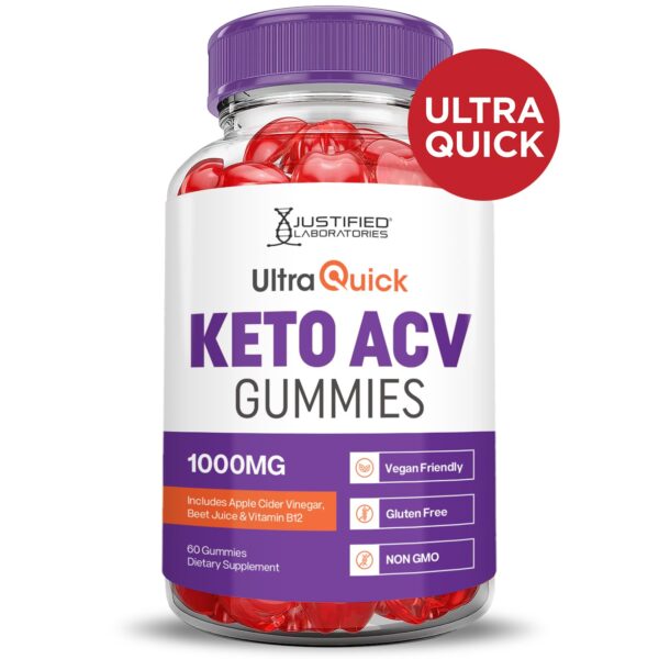 Frasco Ultra Quick Keto ACV gummies veganas y sin GMO