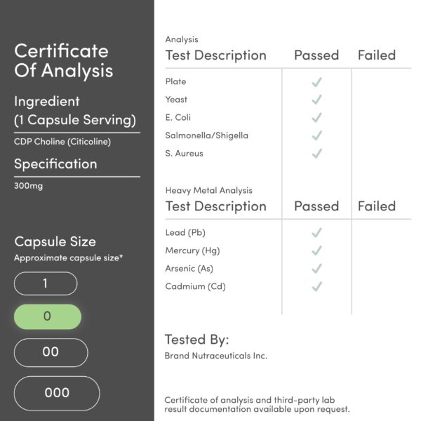 Caja y frasco del suplemento CDP Choline