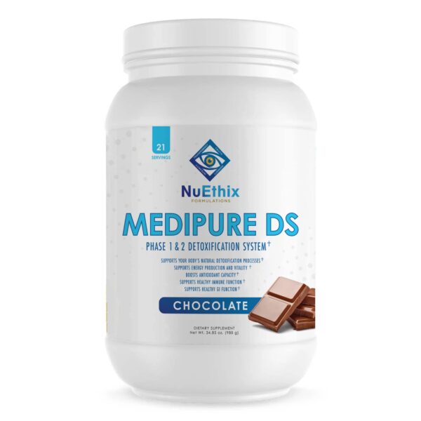 NuEthix Medipure DS suplemento detox con proteína de arroz chocolate 21 servicios