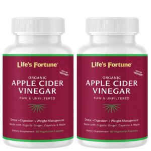 Frasco de cápsulas orgánicas vinagre de sidra de manzana Life's Fortune