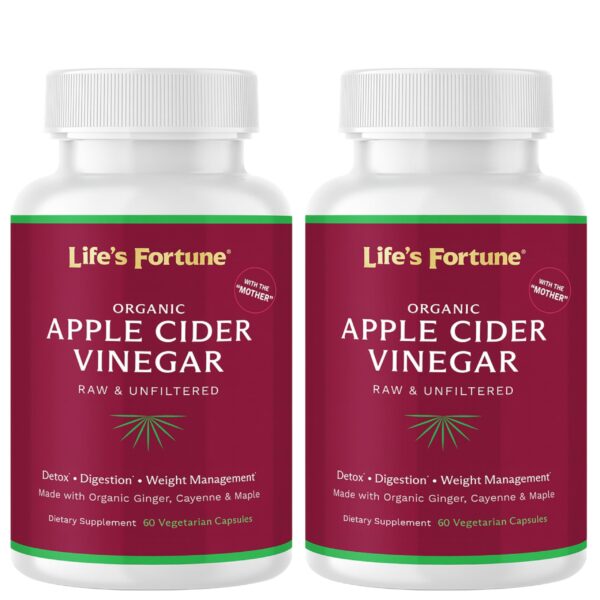 Frasco de cápsulas orgánicas vinagre de sidra de manzana Life's Fortune Frasco de cápsulas orgánicas vinagre de sidra de manzana Life's Fortune