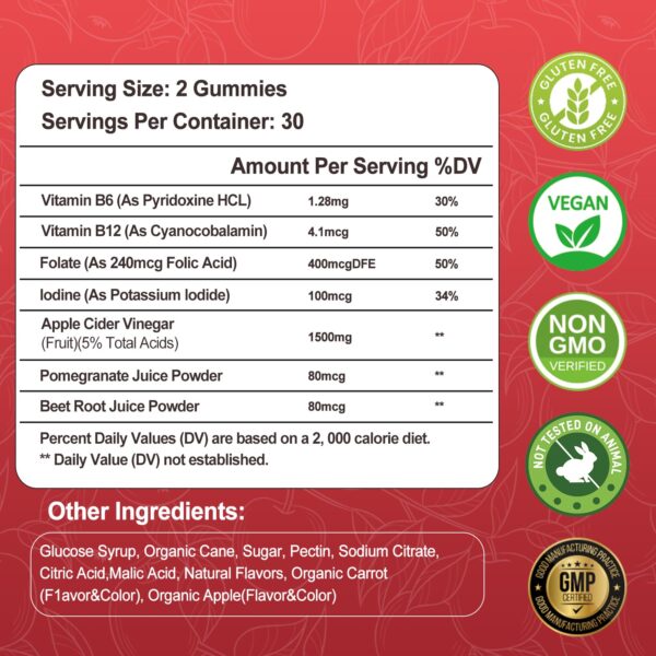 Varias gomitas de vinagre de sidra de manzana sabor multi swiss bioenergetics