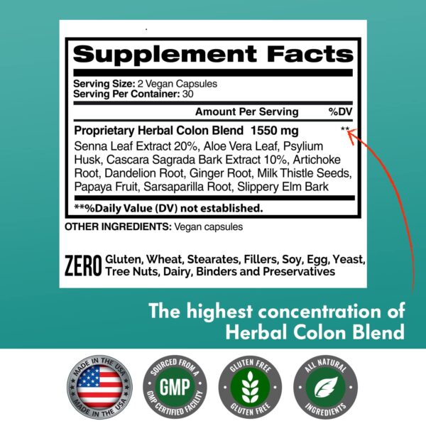 Suplemento para limpieza de colon con plantas naturales