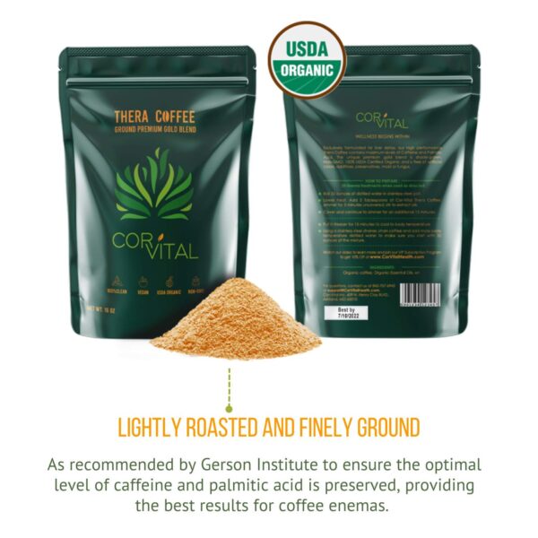 Detalle empaque café enema Cor-Vital lavado colon