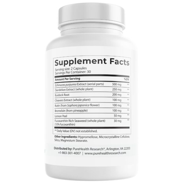 Etiqueta frontal del envase Lymph System Balance