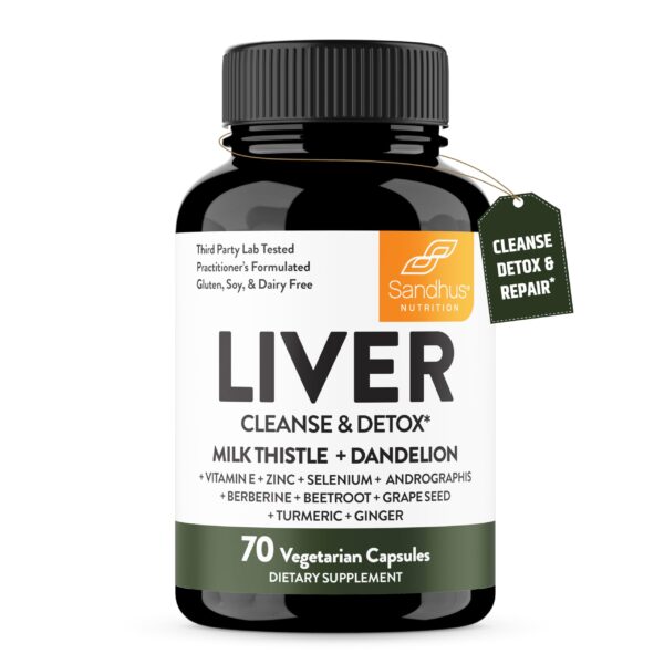 Etiqueta y envase de Sandhu's Liver Detox Debloat – lateral