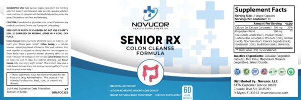 Frasco de suplemento Novucor para limpieza natural del colon