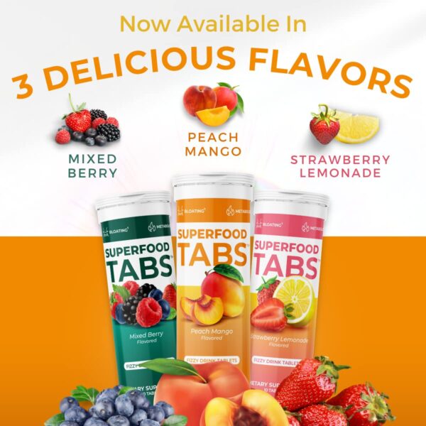 Tabletas efervescentes Superfood Tabs disolviéndose en agua