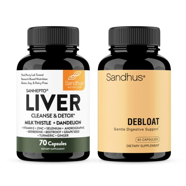 Sandhu's Liver Detox & Debloat cápsulas frente