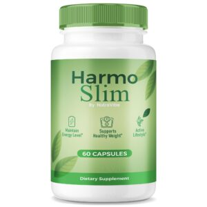 Frasco de cápsulas HarmoSlim para apoyo al fitness y energía