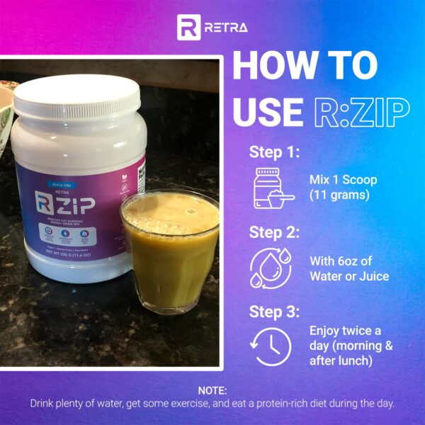 PAquete RETRA Detox Cleanse Zip bebida energética sabor Beach