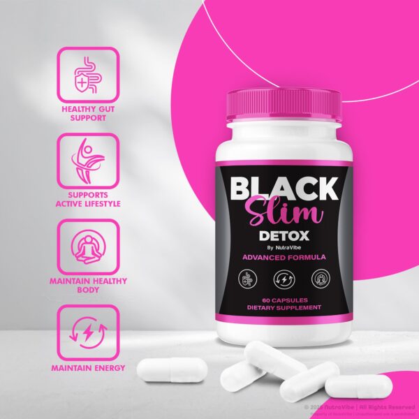 NutraVibe BlackSlim Detox frasco y cápsulas