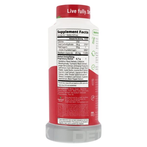 Etiqueta frontal producto Herbal Clean QCarbo16 detox sabor tropical