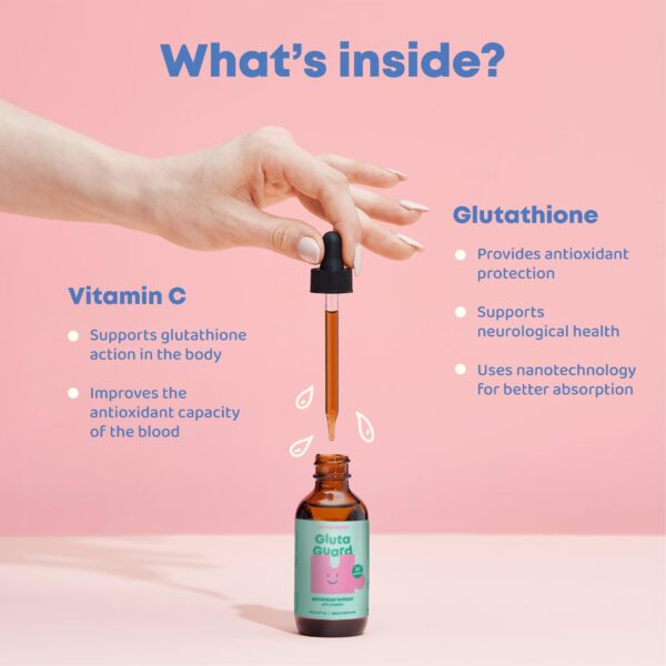 Vista lateral botella JoySpring glutatión liposomal niños