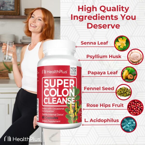 Super Colon Cleanse Health Plus para alivio de estreñimiento y detox