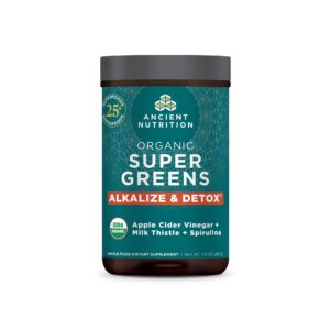 Ancient Nutrition Supergreens polvo detox y alcaliniza 25 porciones