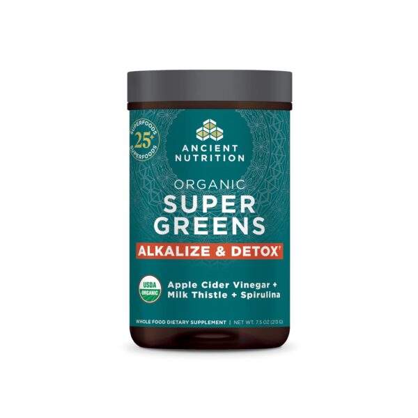 Ancient Nutrition Supergreens polvo detox y alcaliniza 25 porciones