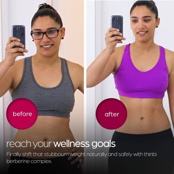 Vista lateral caja suplemento berberina 30 porciones Thinbi