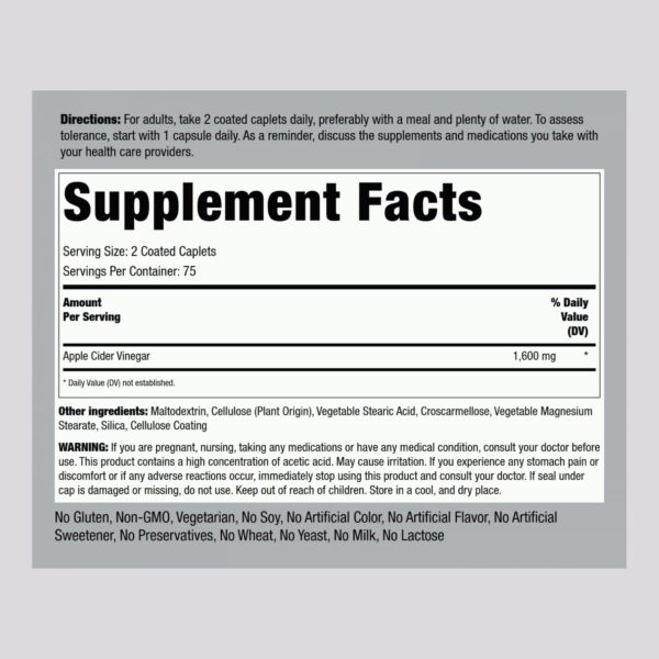 Etiqueta frontal con información de vinagre de sidra