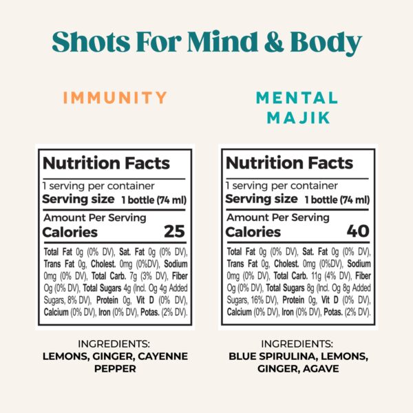 Shots de jugo funcionales PUR para enfoque y energía