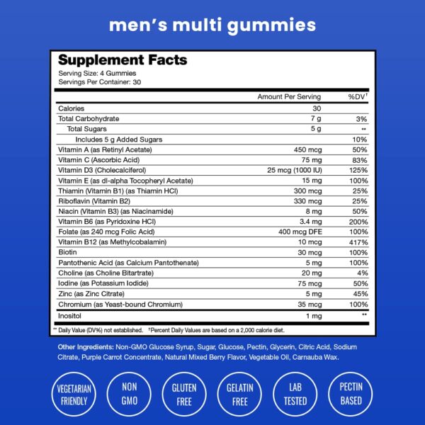 Gomitas multivitamínicas para hombres NutraChamps sabor baya Gomitas multivitamínicas para hombres NutraChamps sabor baya