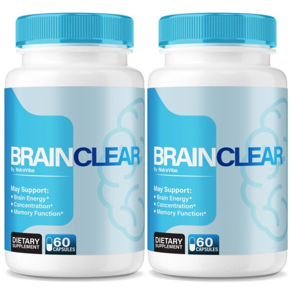 NutraVibe Brain Clear frasco con etiqueta NutraVibe Brain Clear frasco con etiqueta