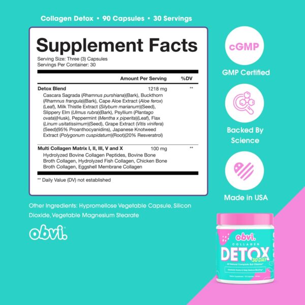 Botella suplemento Obvi Detox para salud digestiva