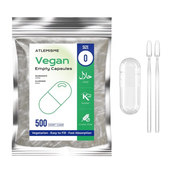 Cápsulas veganas vacías ATLEMISME tamaño 0