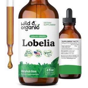 Botella de tintura de lobelia orgánica para limpieza pulmonar