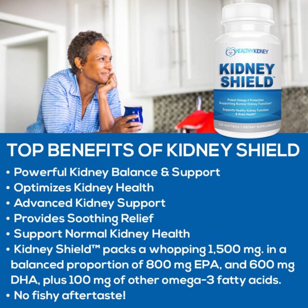 Suplemento omega 3 con DHA y EPA para función renal normal