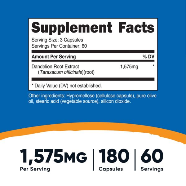 Cápsulas de Raíz de Diente de León Nutricost