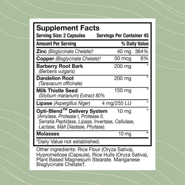 Detalle caja Optimal Health Systems detox higado y riñón