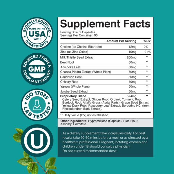 Etiqueta con ingredientes del bundle detox