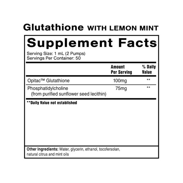 Frasco de glutatión liposomal Quicksilver sin gluten y no OGM