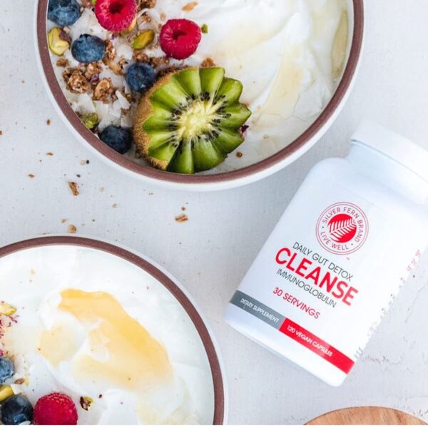 Botella Silver Fern Cleanse cápsulas para salud intestinal