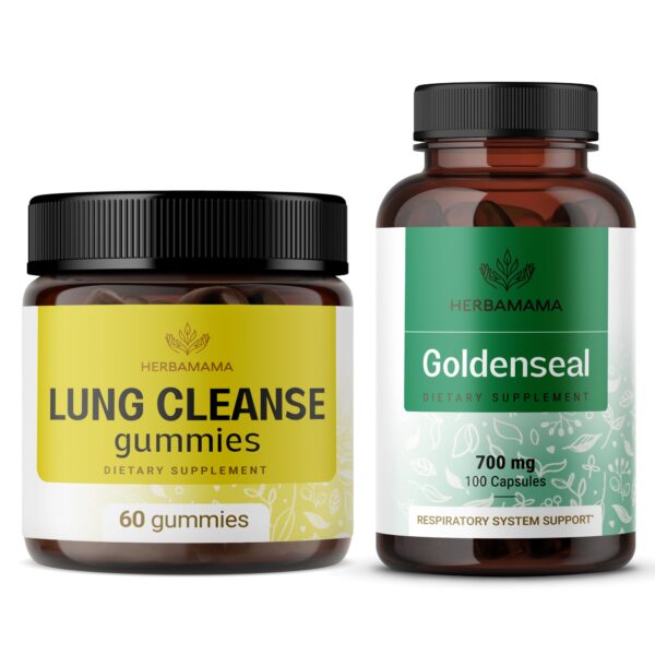 Kit Herbamama gomitas detox para pulmones y cápsulas Goldenseal